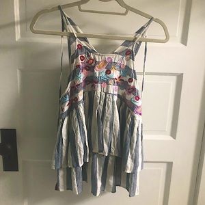 THML embroidered striped top